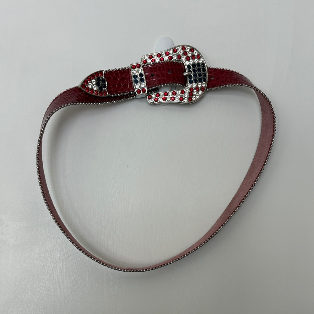 Red, White, and Blue Crystal-Embellished Women's Belt